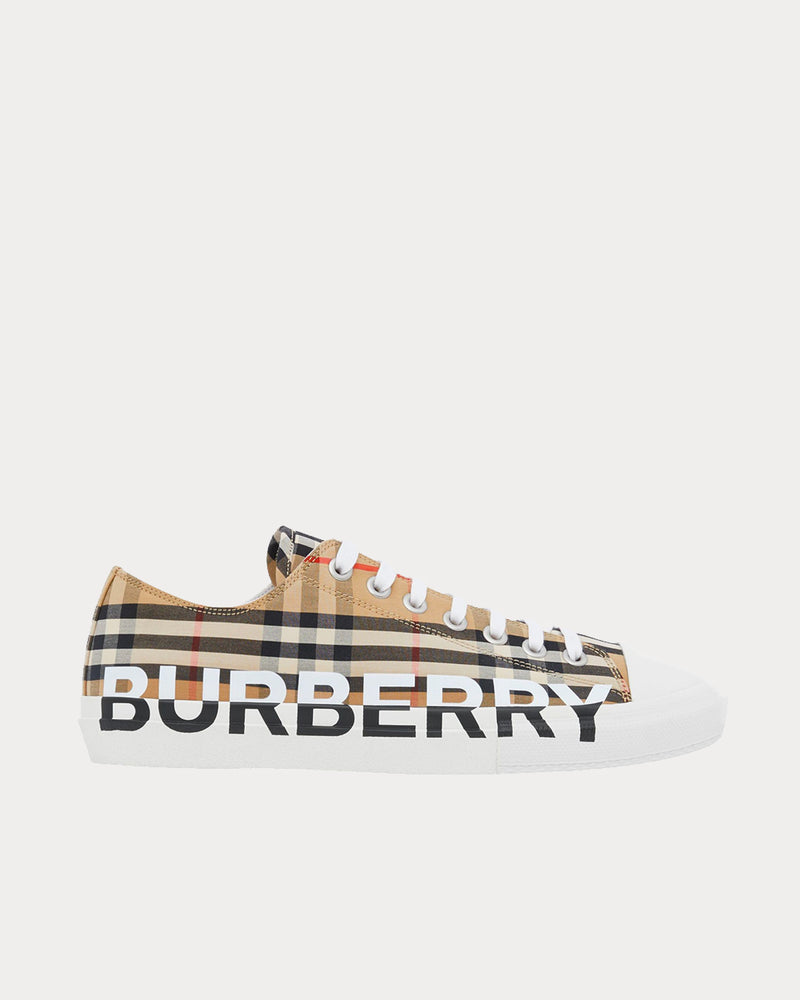 Burberry Vintage Check Logo Beige / White Low Top Sneakers Sneakers - 1