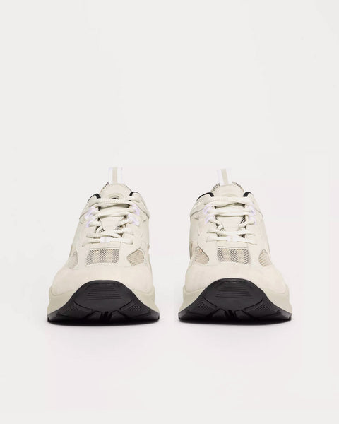 Logo Print Leather, Suede & Check Mesh Archive Beige / White Low Top Sneakers