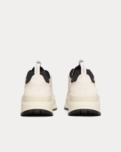 Logo Print Leather, Suede & Check Mesh Archive Beige / White Low Top Sneakers