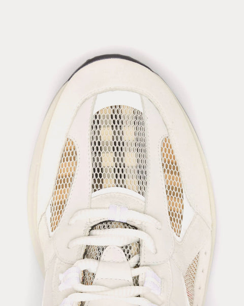 Logo Print Leather, Suede & Check Mesh Archive Beige / White Low Top Sneakers