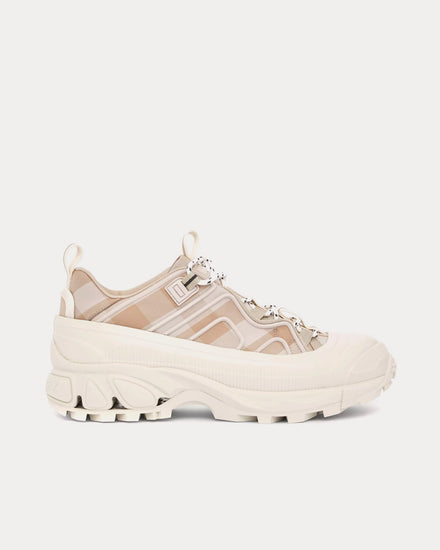 Burberry Arthur Check Cotton Soft Fawn Low Top Sneakers - 1