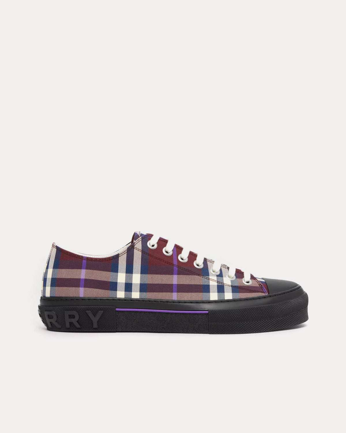 Burberry Check Cotton Deep Maroon Low Top Sneakers Sneak in Peace
