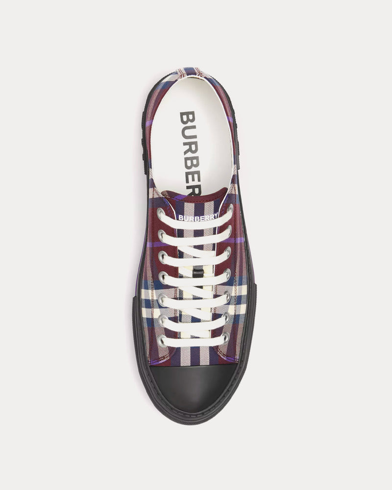 Burberry Check Cotton Deep Maroon Low Top Sneakers - 2