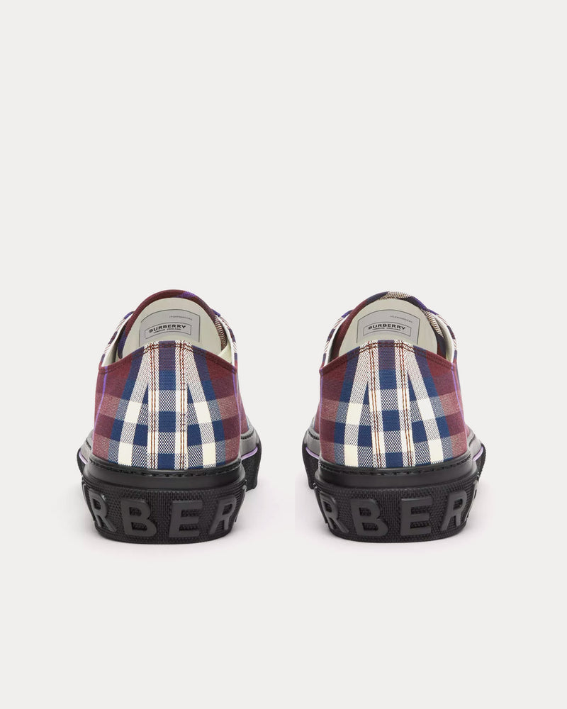 Burberry Check Cotton Deep Maroon Low Top Sneakers - 3