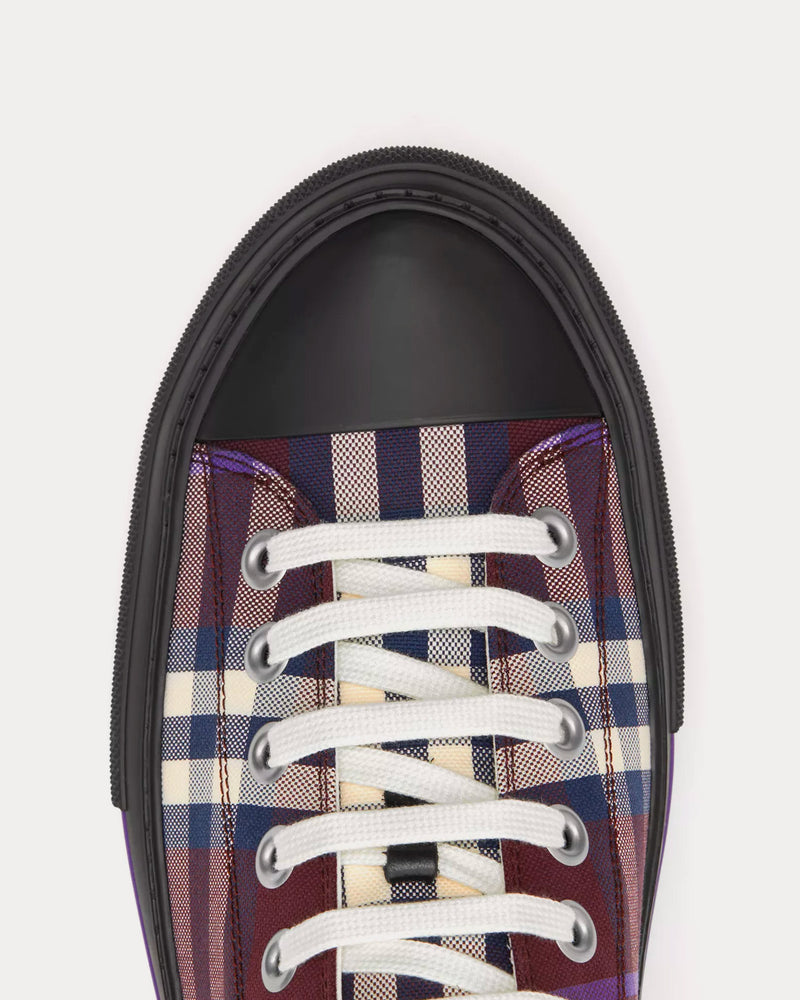 Burberry Check Cotton Deep Maroon Low Top Sneakers - 4