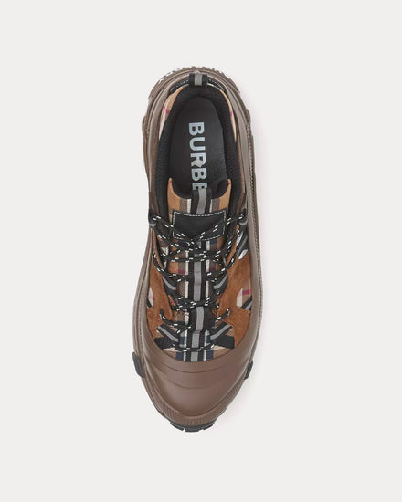 Burberry Arthur Check Cotton, Suede & Leather Birch Brown Low Top Sneakers - 2
