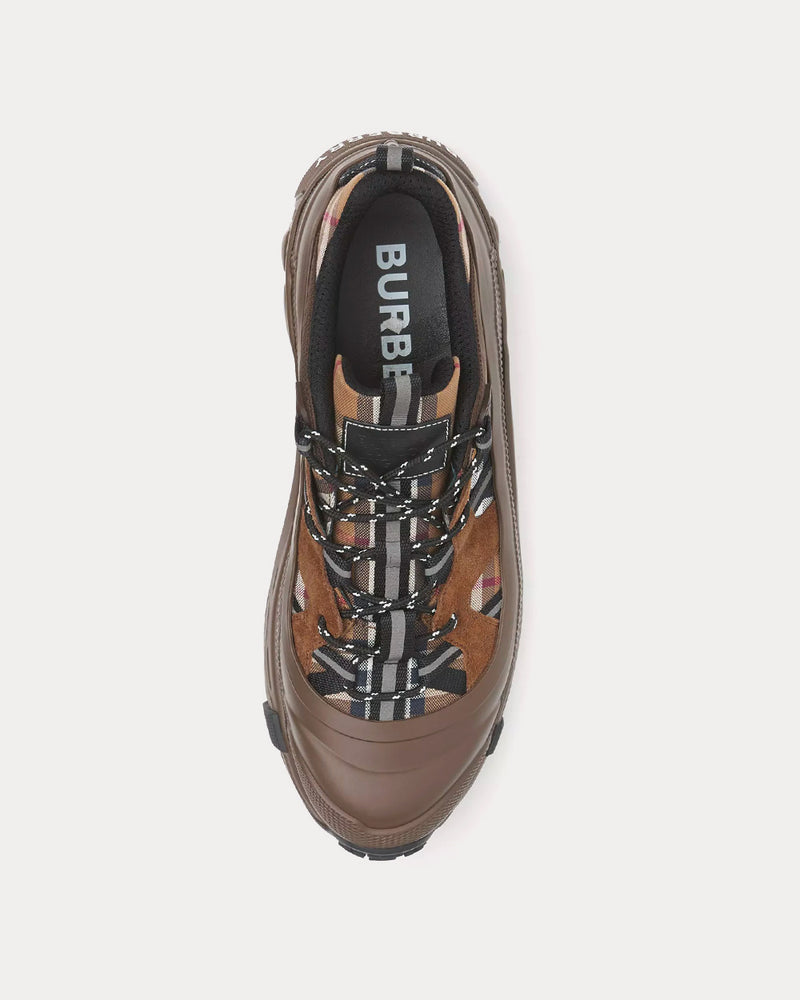 Burberry Arthur Check Cotton, Suede & Leather Birch Brown Low Top Sneakers - 2