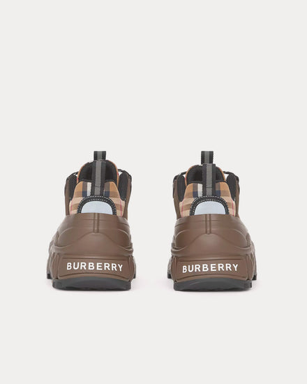 Burberry Arthur Check Cotton, Suede & Leather Birch Brown Low Top Sneakers - 4