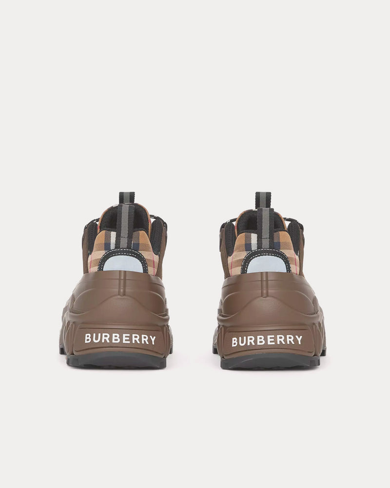 Burberry Arthur Check Cotton, Suede & Leather Birch Brown Low Top Sneakers - 4