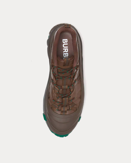 Burberry Arthur Leather Dark Mocha / Green Low Top Sneakers - 2