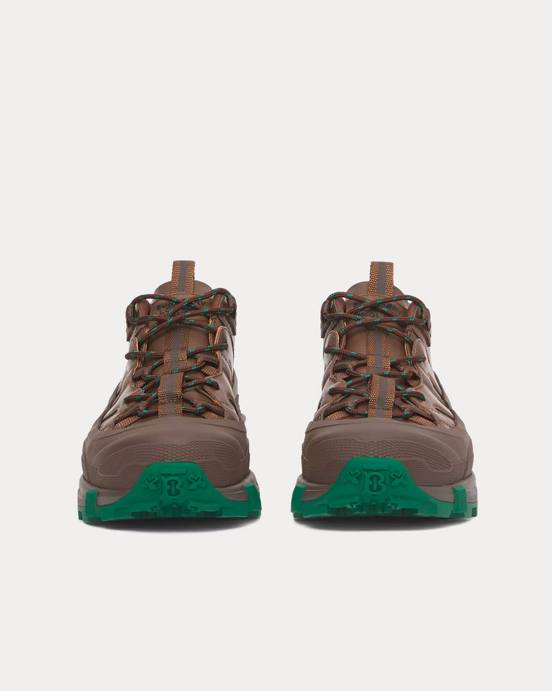 Burberry Arthur Leather Dark Mocha / Green Low Top Sneakers - 3