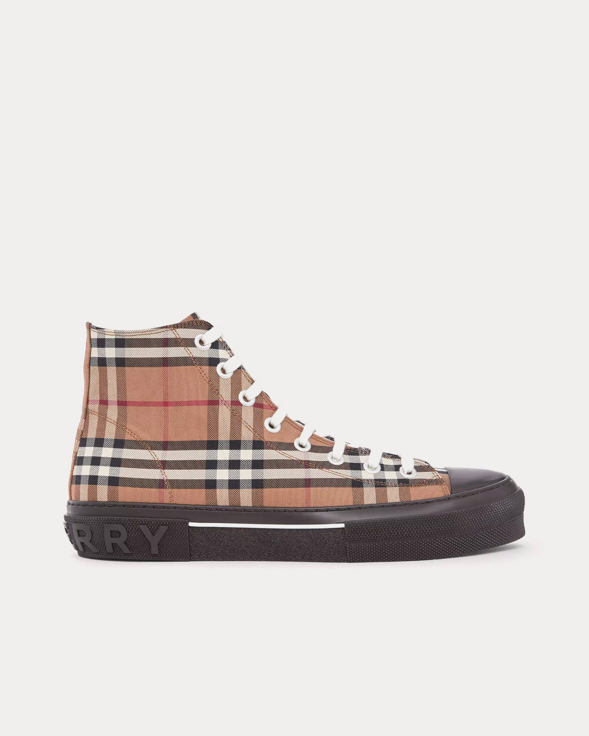 Men s Vintage Check Cotton Birch Brown High Top Sneakers