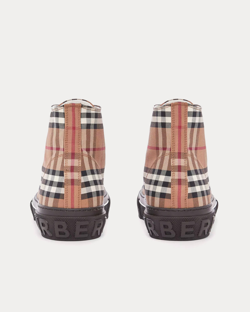 Burberry Vintage Check Cotton Birch Brown High Top Sneakers - 3