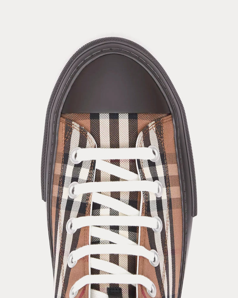 Burberry Vintage Check Cotton Birch Brown High Top Sneakers - 4