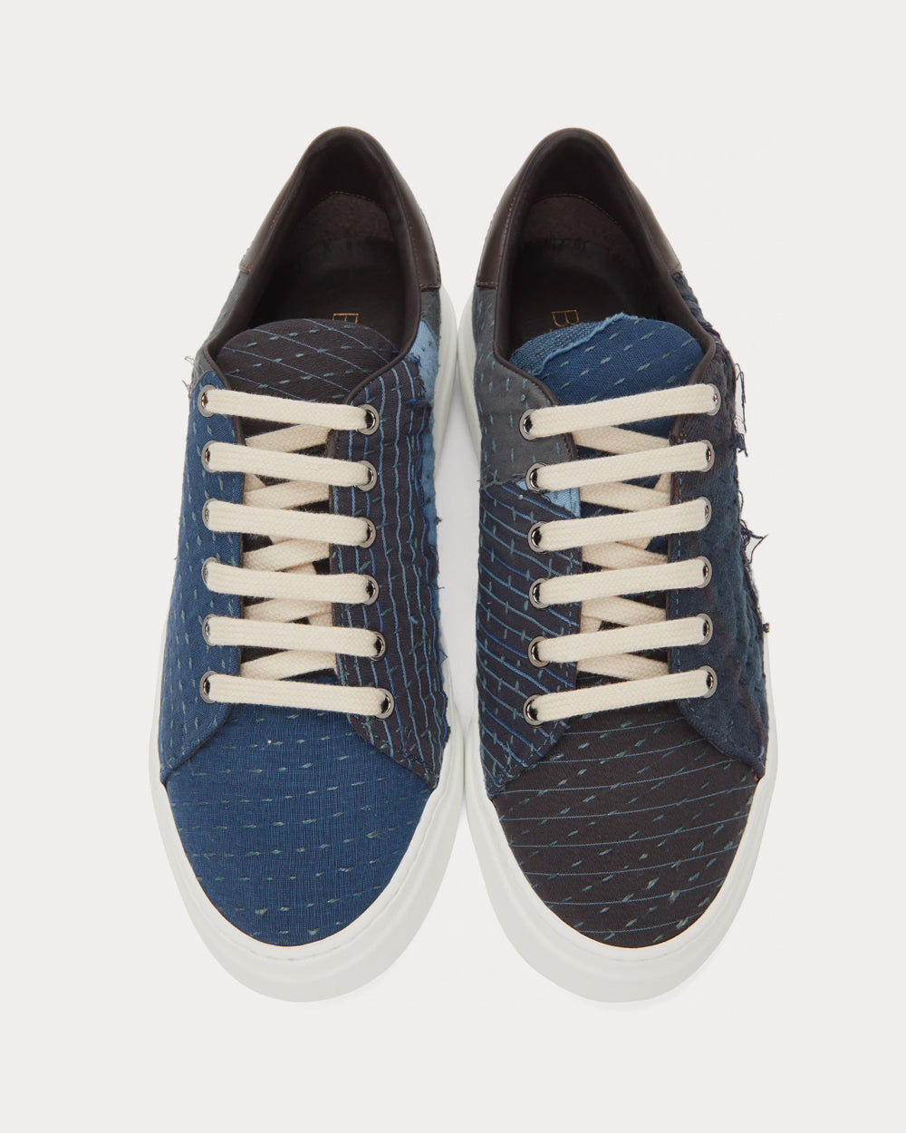 By Walid - Round Toe Lace-up Petrol / White Low Top Sneakers