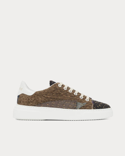 By Walid Round Toe Lace-up Repatch / White Low Top Sneakers - 1