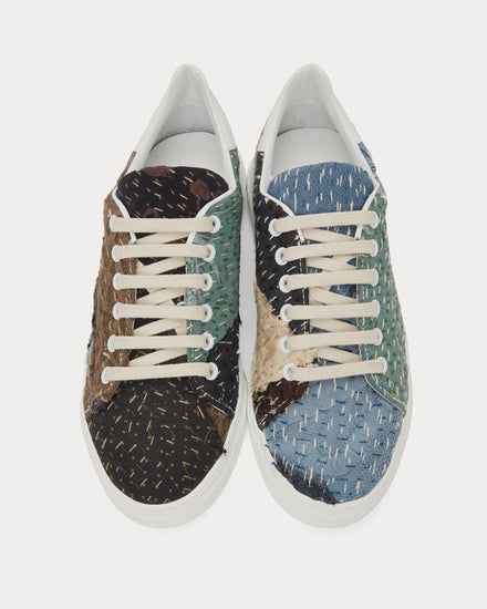 By Walid Round Toe Lace-up Repatch / White Low Top Sneakers - 3