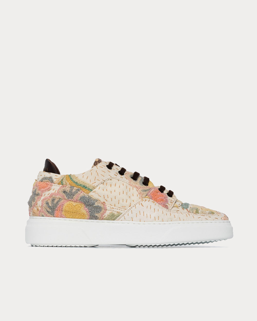 By Walid - Embroidered Neutral Low Top Sneakers