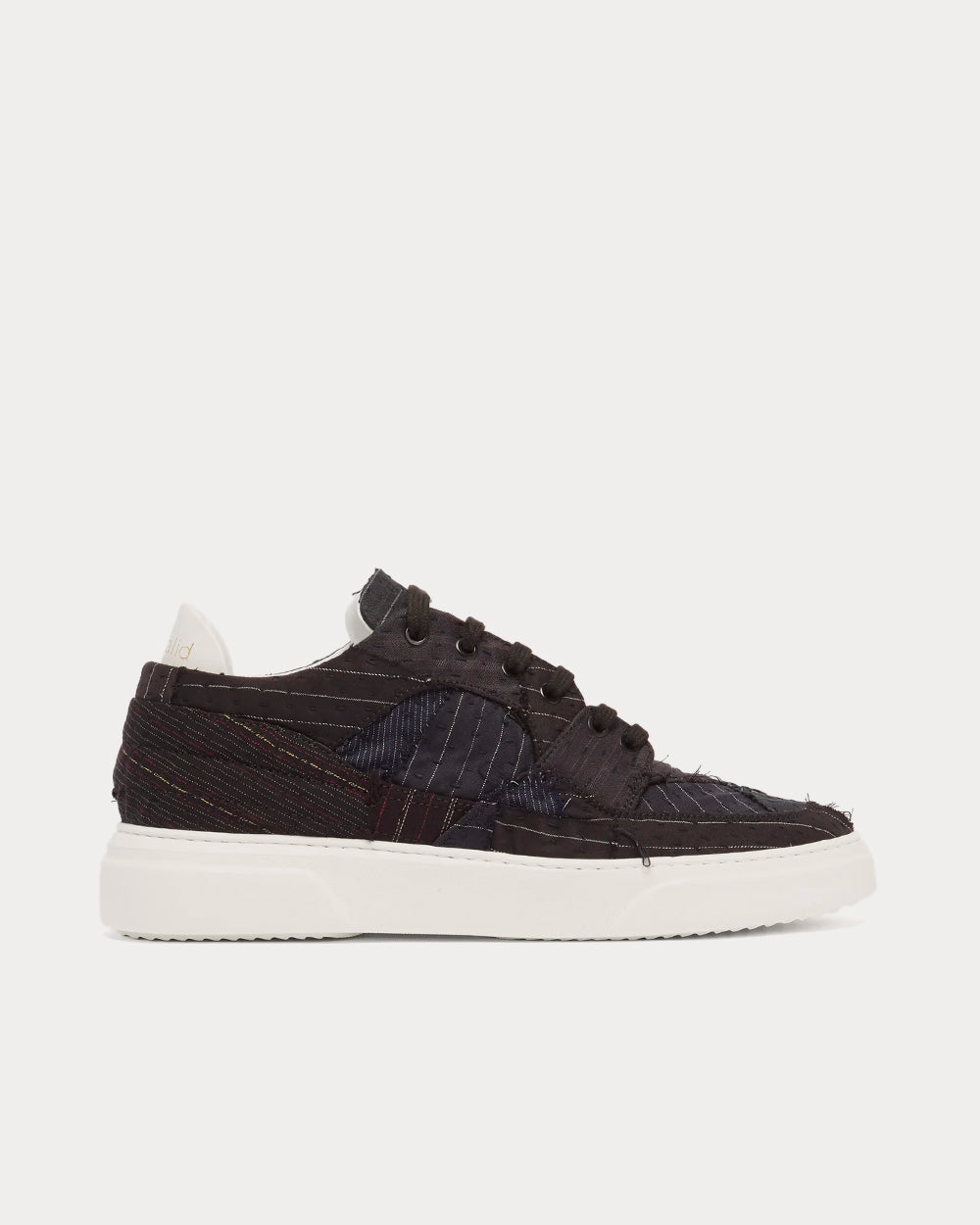 By Walid - Patchwork Striped Black Low Top Sneakers