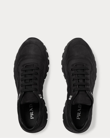 Prada Match Race Rubber-Trimmed Nubuck  Black low top sneakers - 6