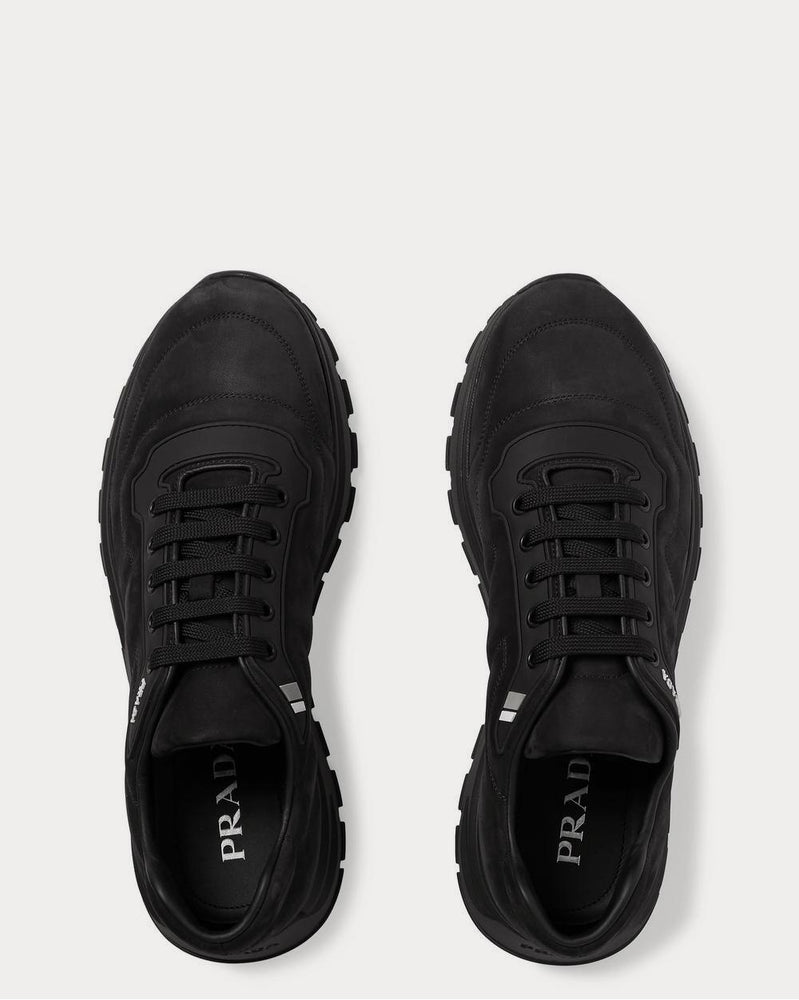 Prada Match Race Rubber-Trimmed Nubuck  Black low top sneakers - 6