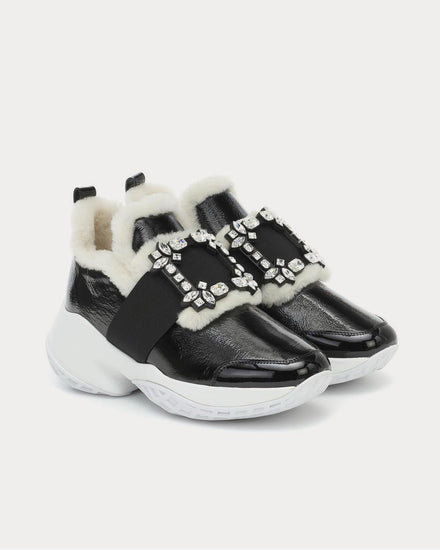 Roger Vivier Viv’ Run shearling-trimmed Nero low top Sneakers - 2