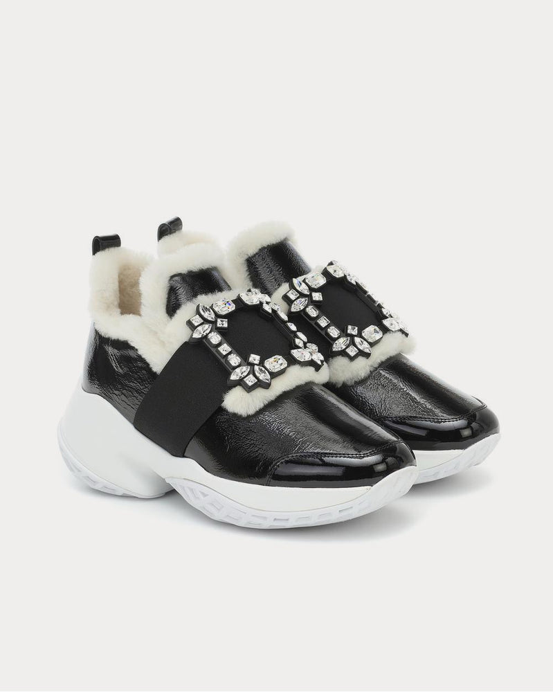 Roger Vivier Viv’ Run shearling-trimmed Nero low top Sneakers - 2