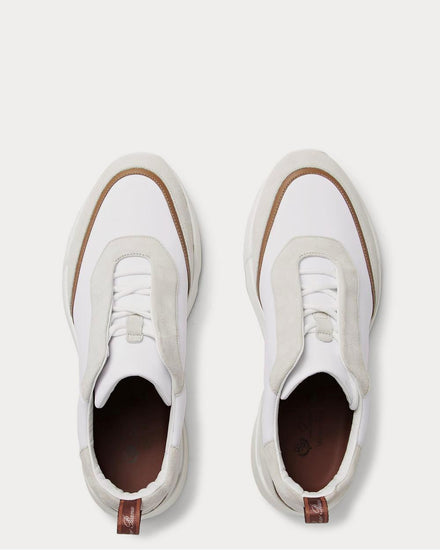 Loro Piana Modular Walk Aqua Light Leather-Trimmed Shell and Suede  White low top sneakers - 6
