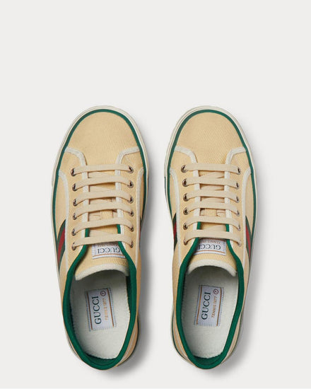 Gucci Distressed Canvas and Webbing  Cream low top sneakers - 6