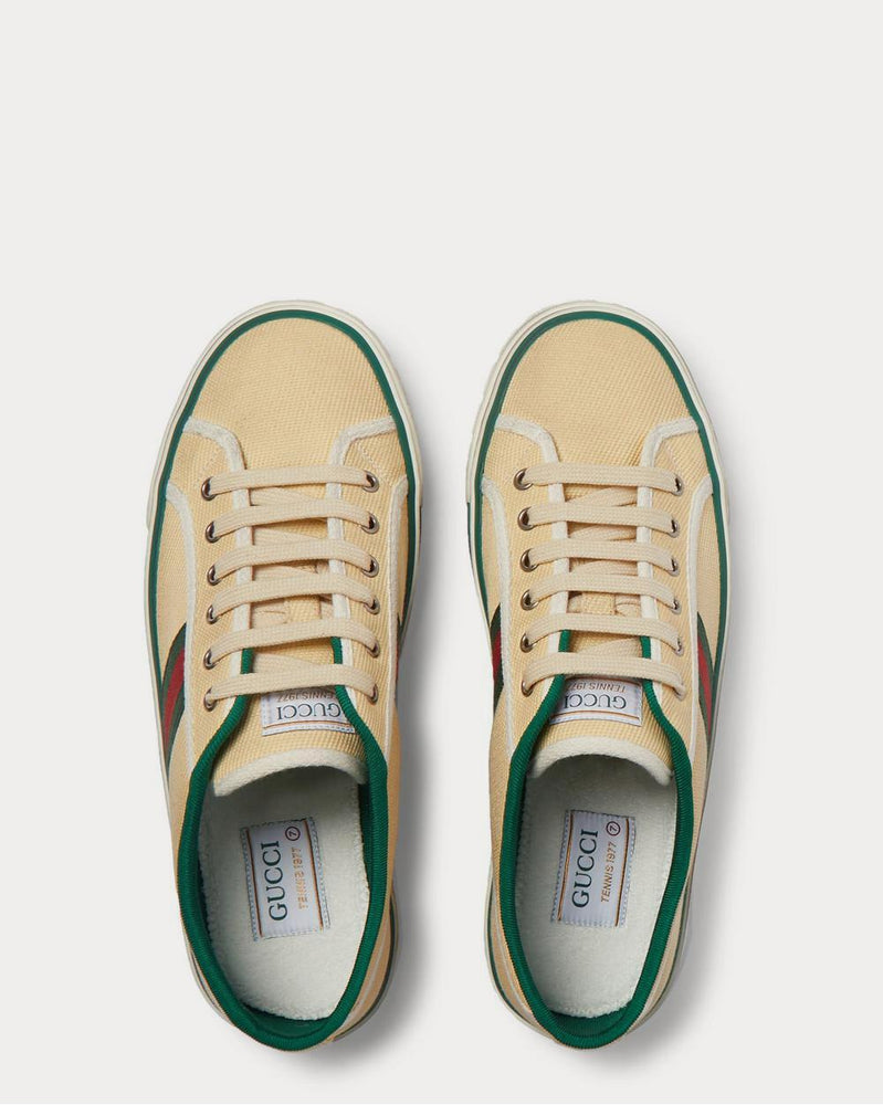 Gucci Distressed Canvas and Webbing  Cream low top sneakers - 6