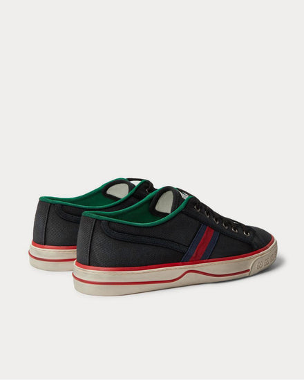 Gucci Distressed Canvas and Webbing  Black low top sneakers - 4