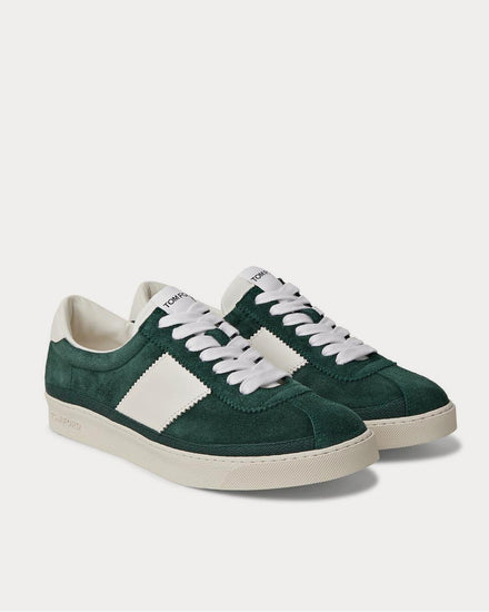 Tom Ford Bannister Leather-Trimmed Suede  Green low top sneakers - 2