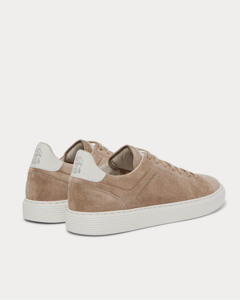 Brunello Cucinelli Leather-Trimmed Suede  Beige low top sneakers - 3