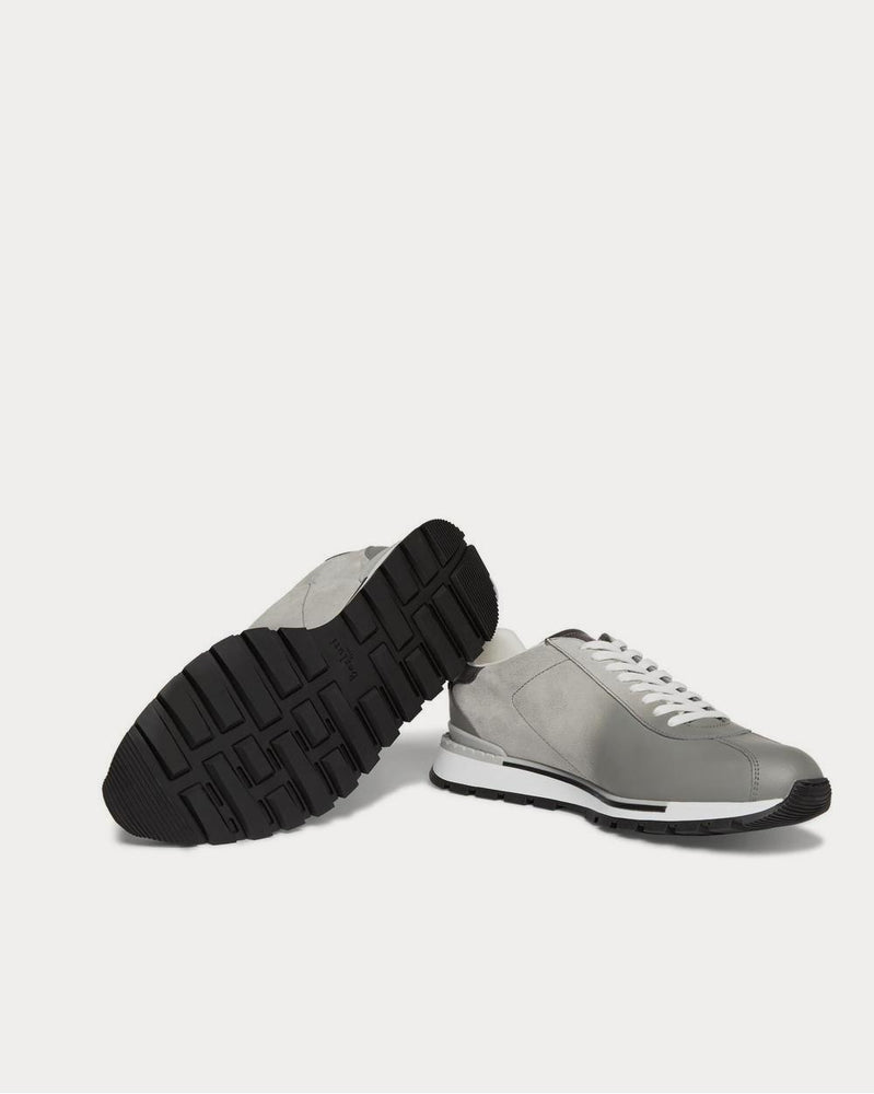 Berluti Fast Track Torino Suede and Leather  Light gray low top sneakers - 3