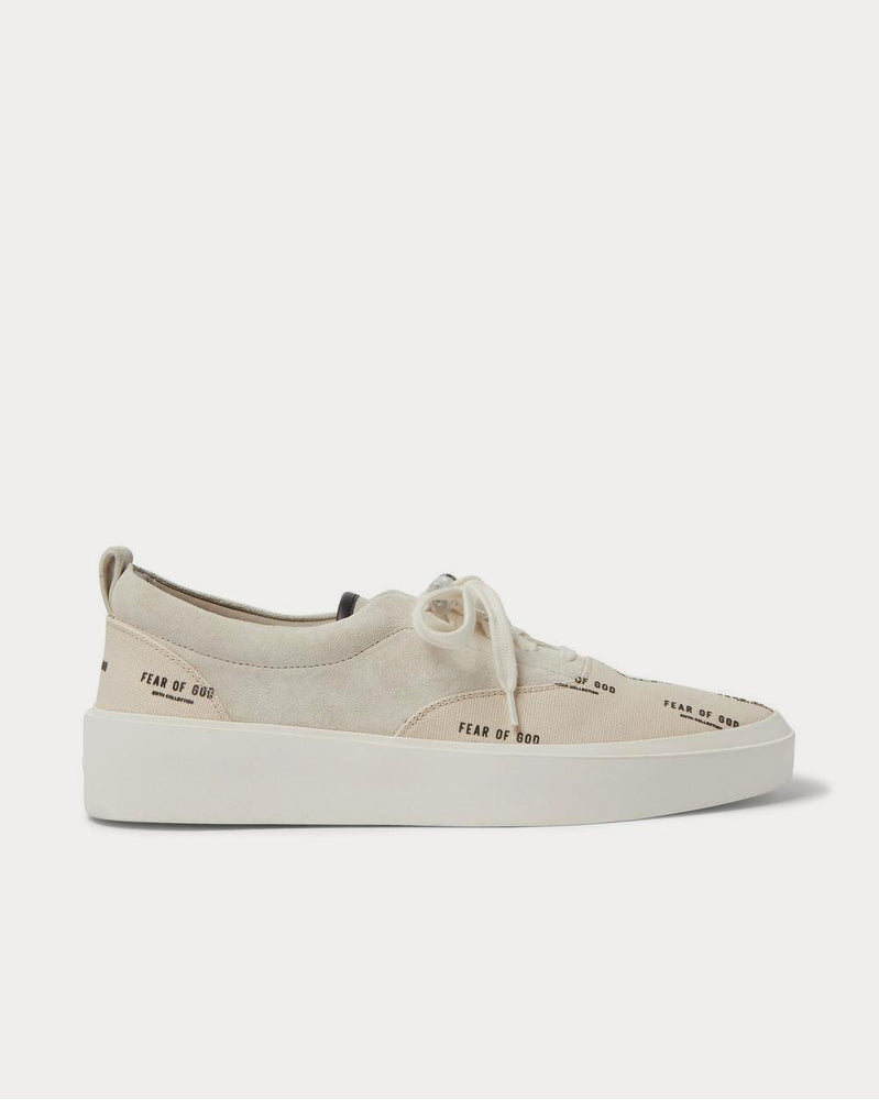 Fear of God 101 Leather-Trimmed Suede and Logo-Print Canvas  Cream low top sneakers - 1