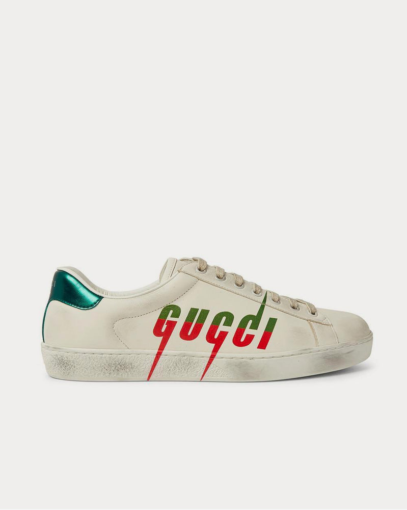 Gucci Ace Distressed Leather  Off-white low top sneakers - 1