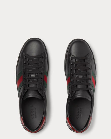 Gucci Ace Watersnake-Trimmed Leather  Black low top sneakers - 6