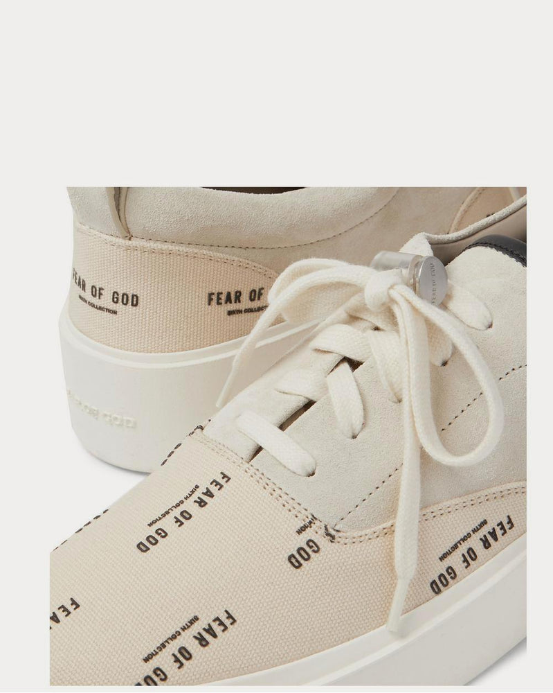 Fear of God 101 Leather-Trimmed Suede and Logo-Print Canvas  Cream low top sneakers - 5
