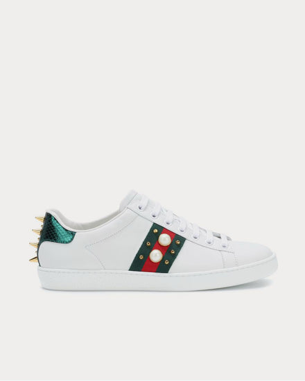 Gucci Ace embellished leather Bianco Low Top Sneakers - 1