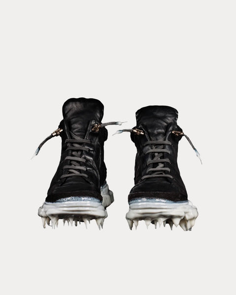 Iced Paper Dart Handled Ankle Black High Top Sneakers