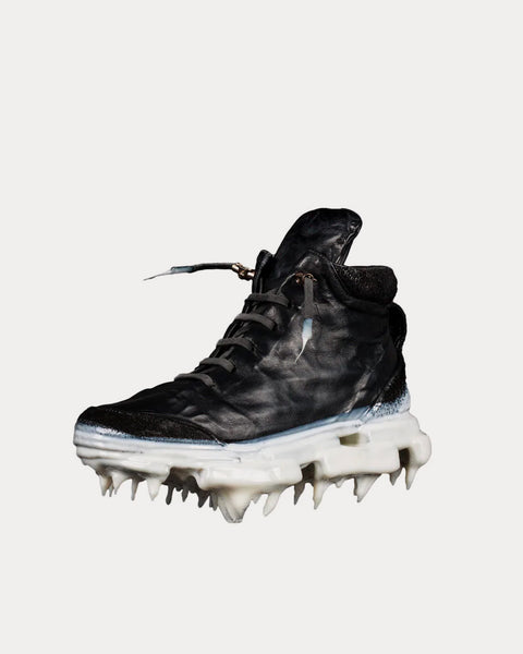 Iced Paper Dart Handled Ankle Black High Top Sneakers