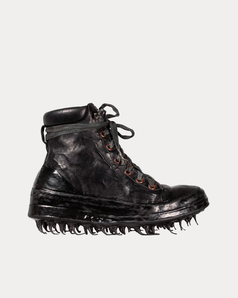 Object Dyed No-Seam Drip Rubber Black High Top Sneakers