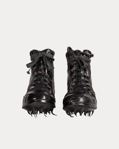 Object Dyed No-Seam Drip Rubber Black High Top Sneakers