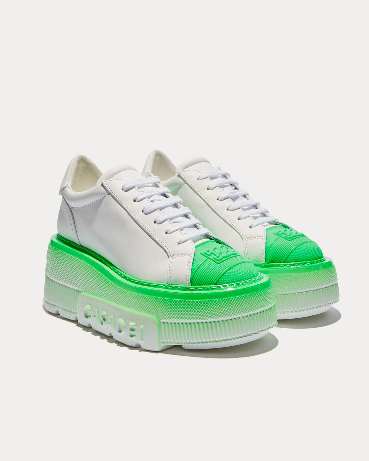 Casadei - Nexus Fluo White / Green Low Top Sneakers