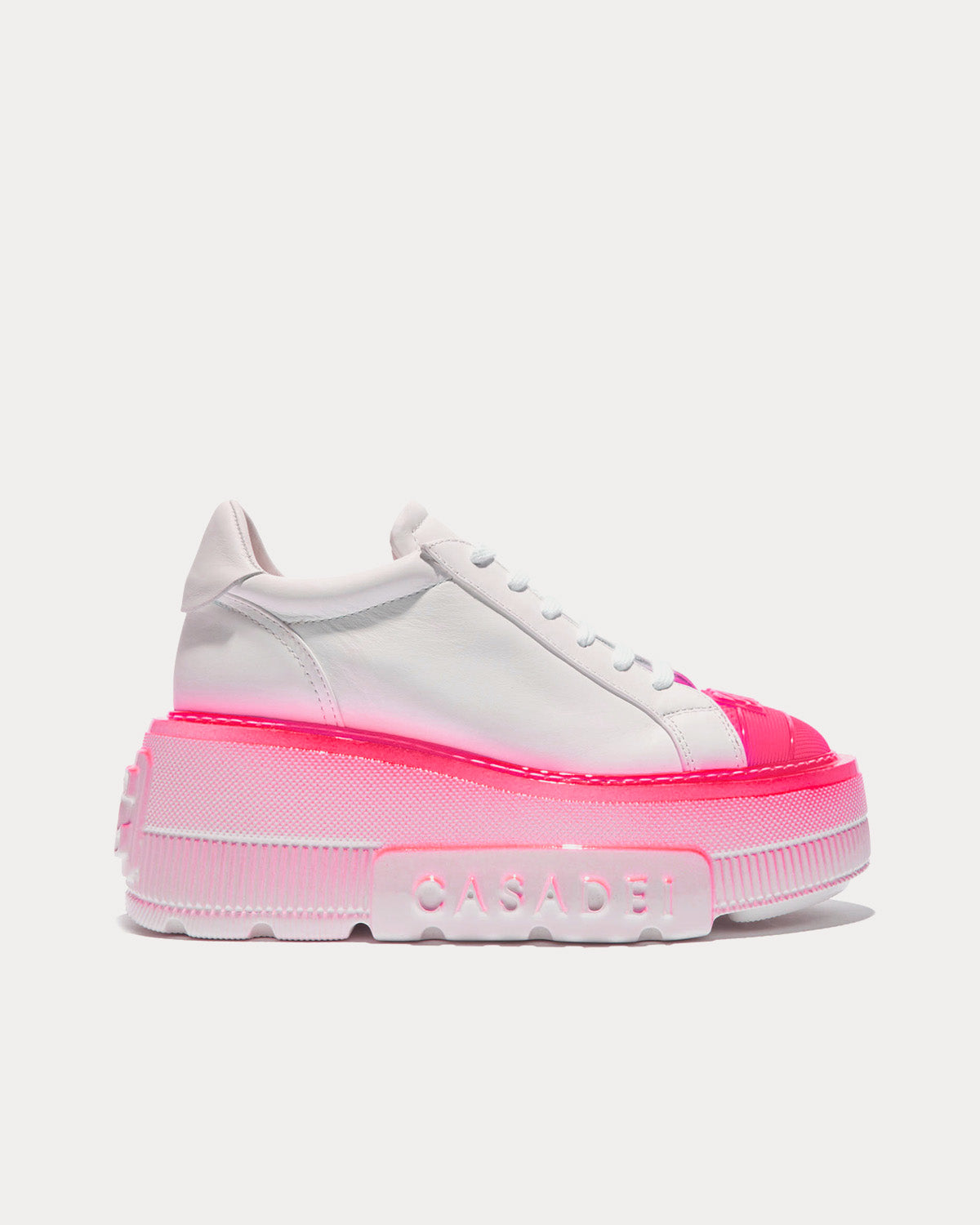 Casadei - Nexus Fluo White / Shocking Pink Low Top Sneakers