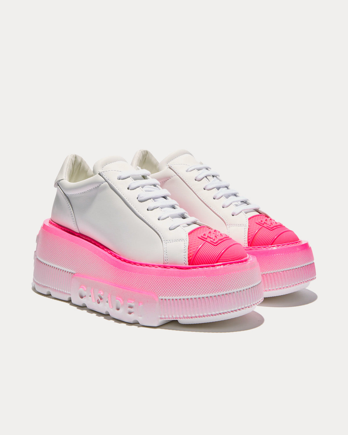 Casadei - Nexus Fluo White / Shocking Pink Low Top Sneakers