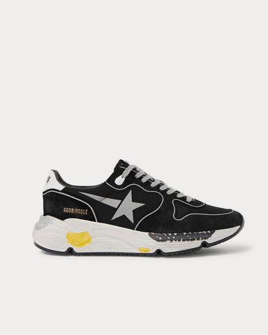 Golden Goose Distressed Suede, Shell and Mesh  Black low top sneakers