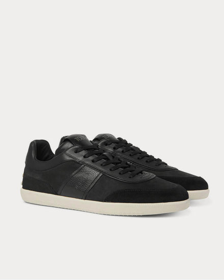 Tod's Leather and Suede-Trimmed Nubuck  Black low top sneakers - 2