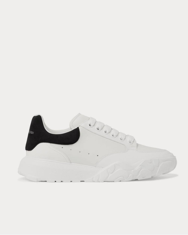 Alexander McQueen Exaggerated-Sole Suede-Trimmed Leather  White low top sneakers - 1