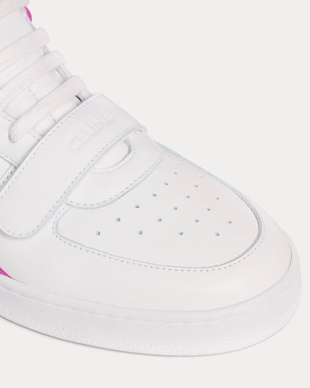 Celine CT-02 Scratch Calfskin Optic White / Pink Mid Top Sneakers - 4